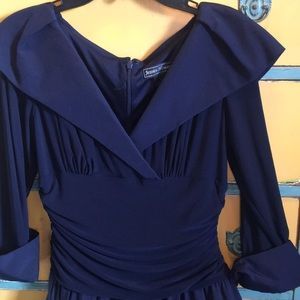 Jessica Howard Portrait Collar A-line Dress Navy